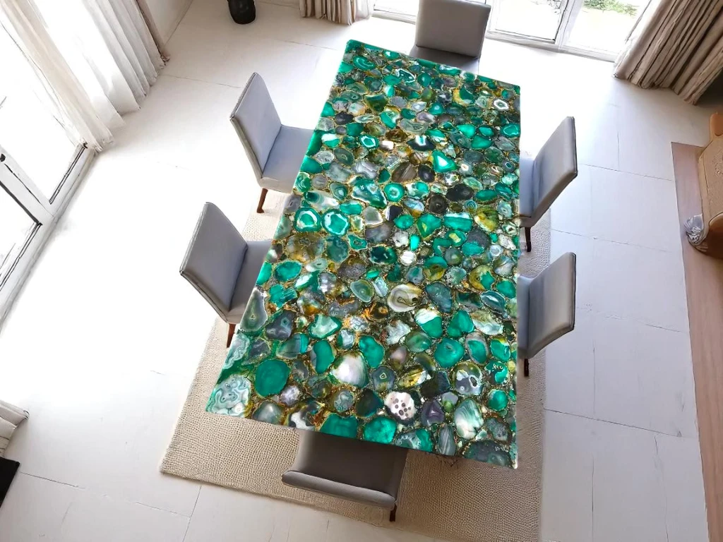 Green Agate Dining Table | Handmade Luxury Custom Countertops